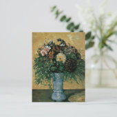 Carte Postale Fleurs dans un Vase Bleu par Paul Cezanne Art Vint (Debout devant)