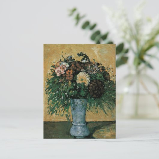 Carte Postale Fleurs dans un Vase Bleu par Paul Cezanne Art Vint (Debout devant)
