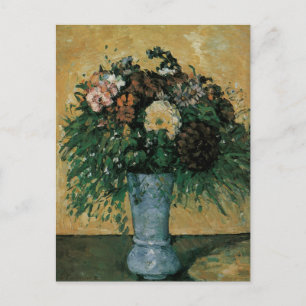 Carte Postale Fleurs dans un Vase Bleu par Paul Cezanne Art Vint