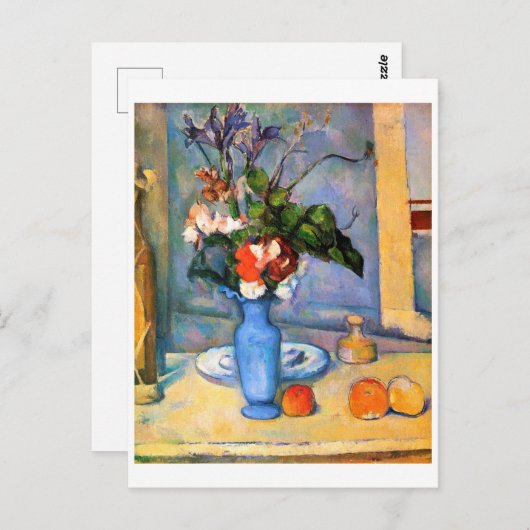 Carte Postale Fleurs dans un vase bleu, Paul Cézanne (Devant / Derrière)