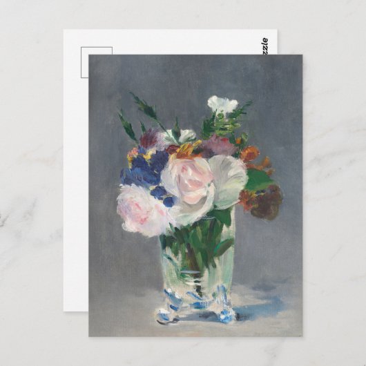 Carte Postale Fleurs dans un Vase de cristal Manet Impressionnis (Devant / Derrière)