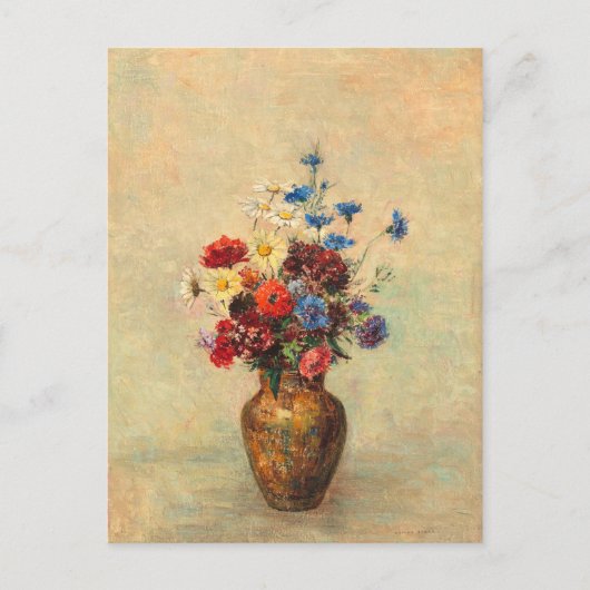 Carte Postale Fleurs dans un vase par Odilon Redon (Devant)