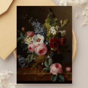 Carte Postale Fleurs dans un vase sur une haie de marbre