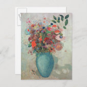 Carte Postale Fleurs dans un vase turquoise, vers 1912 (Devant / Derrière)
