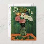 Carte Postale Fleurs dans un vase vert (Devant / Derrière)