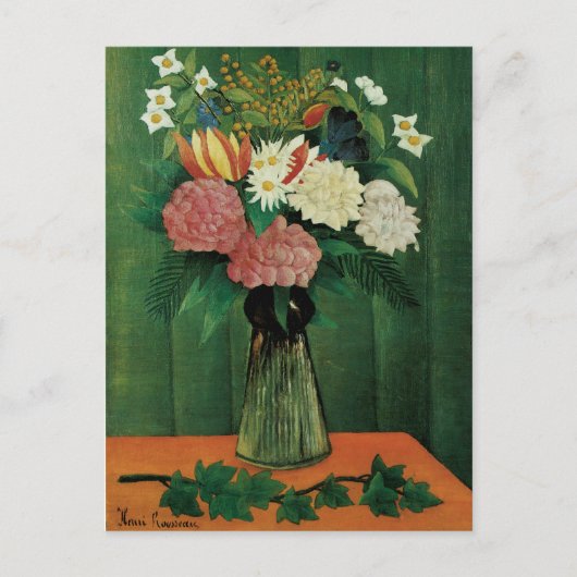 Carte Postale Fleurs dans un vase vert (Devant)