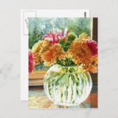 Carte Postale Fleurs dans Vase de verre (Devant / Derrière)