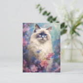 Carte Postale Fleurs d'aquarelle Birman Cat (Debout devant)