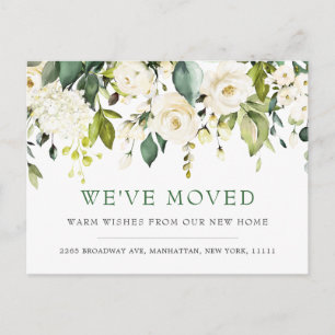 Carte Postale Fleurs d'aquarelle blanche ivoire en mouvement Fai