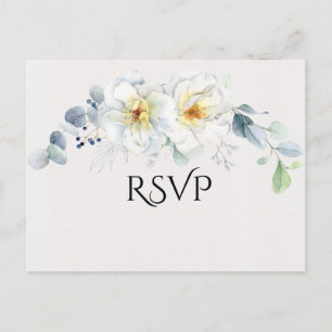 Carte Postale Fleurs d'aquarelle bleu et blanc