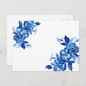 Carte Postale Fleurs d'aquarelle bleue (Devant / Derrière)