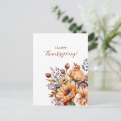 Carte Postale Fleurs d'aquarelle de Thanksgiving- (Debout devant)