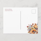 Carte Postale Fleurs d'aquarelle de Thanksgiving- (Dos)