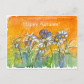 Carte Postale Fleurs d'aquarelle papillon Daisy Joyeux automne (Devant)