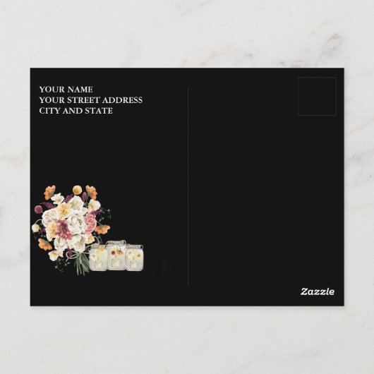 Carte Postale Fleurs d'aquarelle rustiques Mason Jar (Dos)