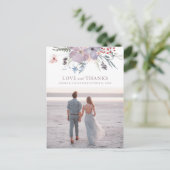 Carte Postale Fleurs d'aquarelle violet. Amour et remerciements  (Debout devant)