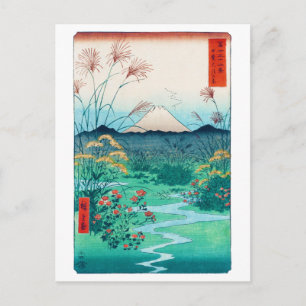 Carte Postale Fleurs d'automne et le Mont Fuji, Hiroshige, Ukiyo