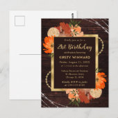 Carte Postale Fleurs d'automne orange brûlé rustique Anniversair (Devant / Derrière)
