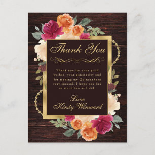 Carte Postale Fleurs d'automne orange brûlé rustique pour Quince