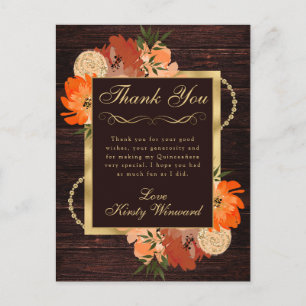Carte Postale Fleurs d'automne orange brûlé rustique pour Quince
