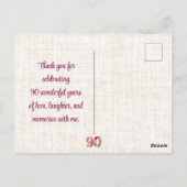 Carte Postale Fleurs de 90 ans Linge floral 90e anniversaire Mer (Dos)