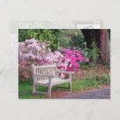 Carte Postale Fleurs de banc de jardin rose (Devant / Derrière)