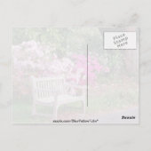 Carte Postale Fleurs de banc de jardin rose (Dos)