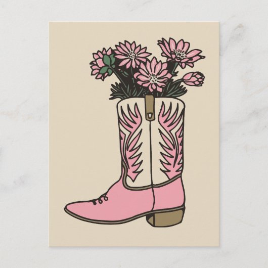 Carte Postale Fleurs de bottes de cowgirl (Devant)