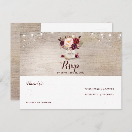 Carte Postale Fleurs de Bourgogne Pot Mason Rustique RSVP (Devant / Derrière)