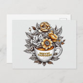 Carte Postale Fleurs de café Happiness brassées (Devant / Derrière)