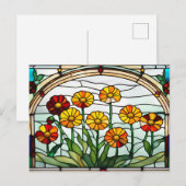 Carte Postale Fleurs de Calendula Vitrail Jardin  (Devant / Derrière)