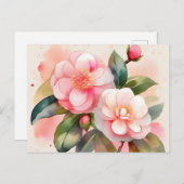 Carte Postale Fleurs de Camellia Rose (Devant / Derrière)