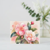 Carte Postale Fleurs de Camellia Rose (Debout devant)