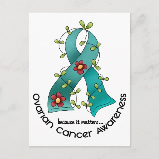 Carte Postale FLEURS DE Cancer Ovarien RIBBON 1 (Devant)