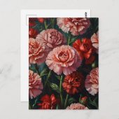 Carte Postale Fleurs de carnation (Devant / Derrière)