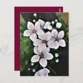 Carte Postale Fleurs De Cerise Blanche Art En Acrylique (Devant / Derrière)