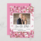 Carte Postale Fleurs de cerises roses Enregistrer la date (Devant / Derrière)