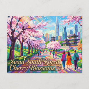 Carte Postale Fleurs de cerisier de Séoul Corée du Sud