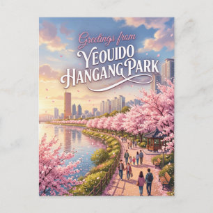 Carte Postale Fleurs de cerisier du parc Yeouido Hangang Corée d