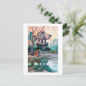 Carte Postale Fleurs de cerisier et beffroi, Hiroshi Yoshida (Debout devant)