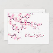 Carte Postale Fleurs de Cerisier Merci Floral (Devant / Derrière)