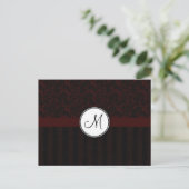 Carte Postale Fleurs de cerisier noir et frites avec Monogramme (Debout devant)