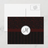Carte Postale Fleurs de cerisier noir et frites avec Monogramme (Devant / Derrière)