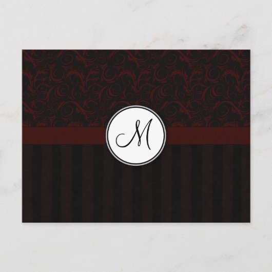 Carte Postale Fleurs de cerisier noir et frites avec Monogramme (Devant)