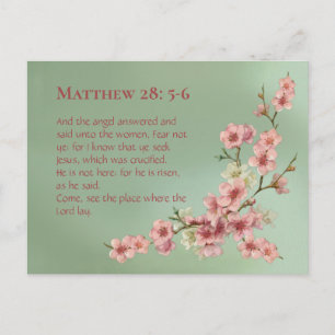 Carte Postale Fleurs de cerisiers en rose et Turquoise