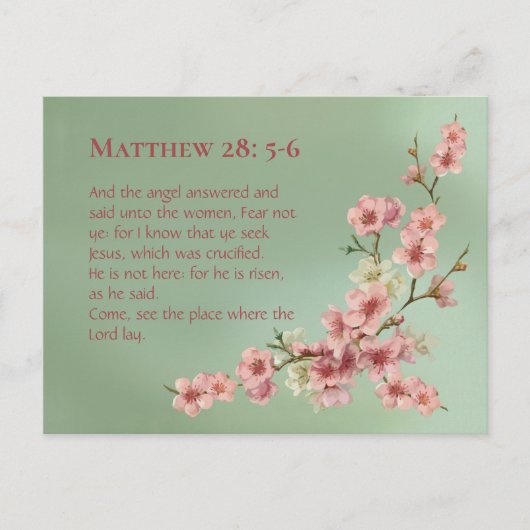 Carte Postale Fleurs de cerisiers en rose et Turquoise (Devant)