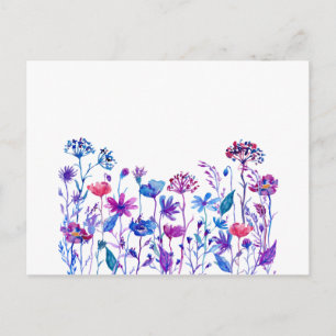 Carte Postale Fleurs de champ pourpre aquarelle