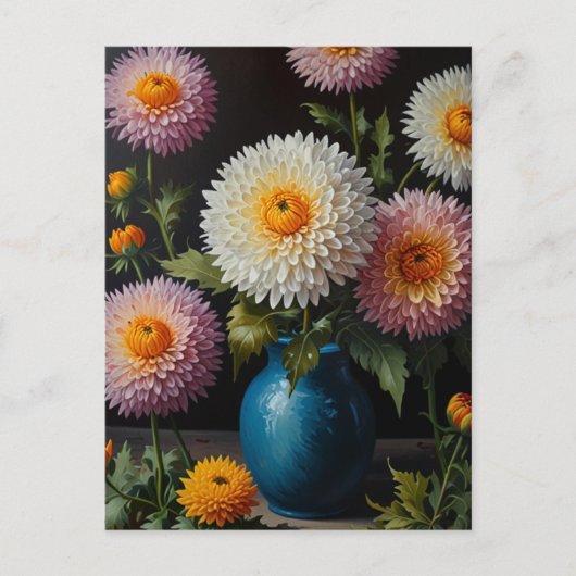 Carte Postale Fleurs de chrysanthème (Devant)