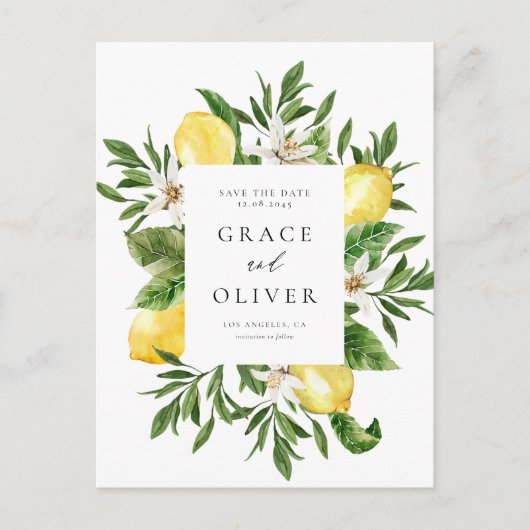 Carte Postale Fleurs de citron botaniques Code QR Enregistrer la (Devant)