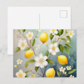 Carte Postale Fleurs de citron délicates à l'aquarelle (Devant / Derrière)